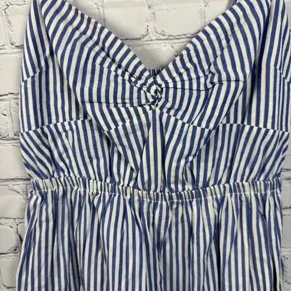 NWT J Crew Factory Blue White Cotton Stripe Tank Dress Size 00 - Picture 2 of 6